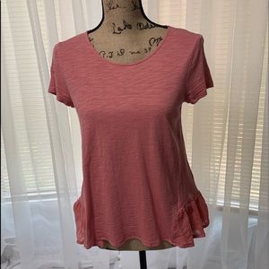 Cupio blush Textured Knit Ruffle Top